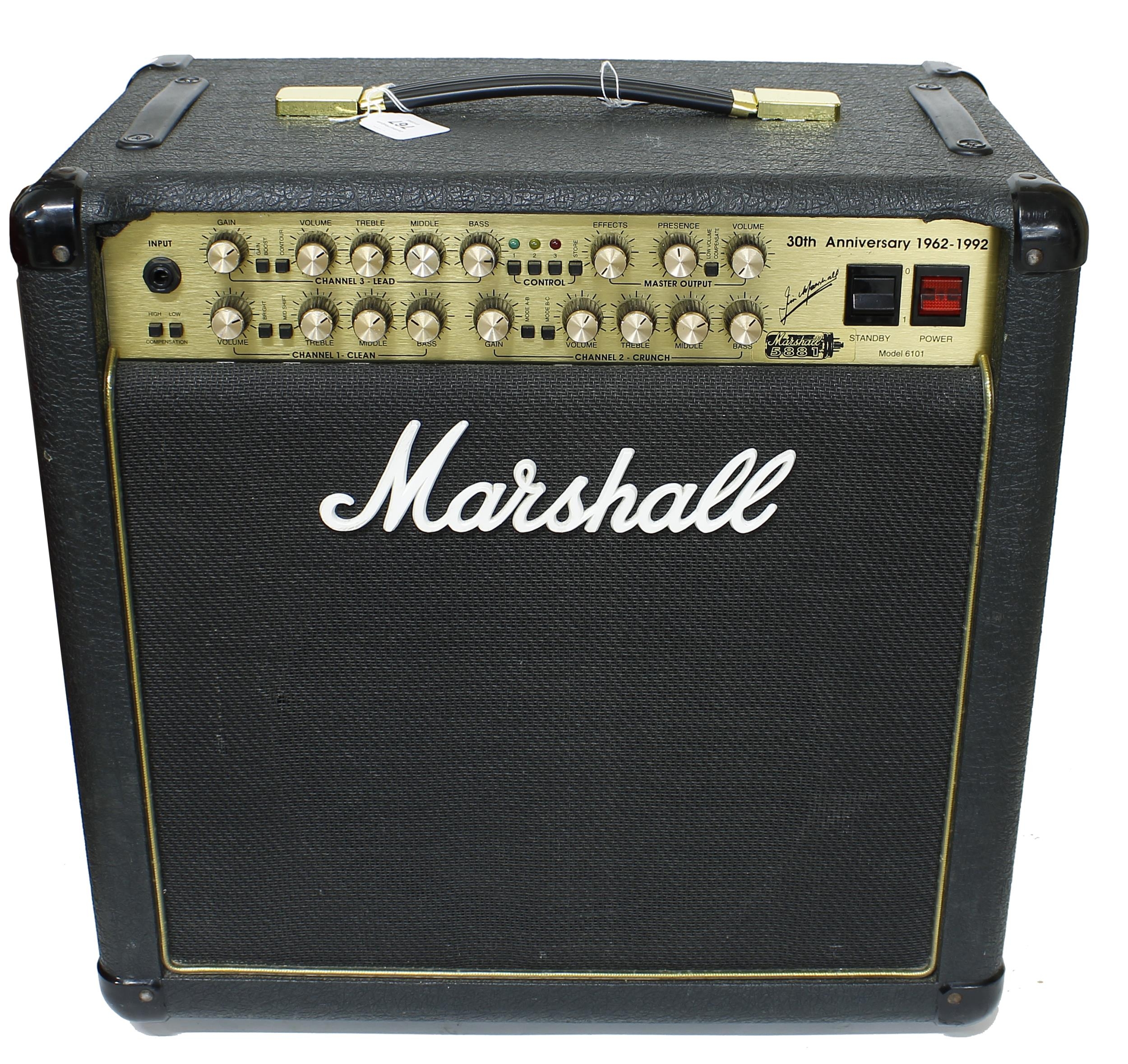 Marshall 30th Anniversary 1962-1992 Model 6101 guitar amplifier, made in England, ser. no. 938014010