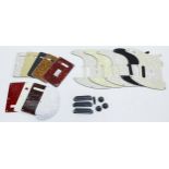 Seven various Tele style electric guitar scratchplates; together with eleven various guitar back