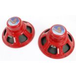 Pair of Tone Tubby red 12" guitar amplifier speakers