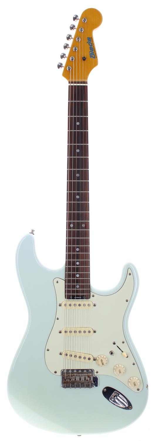 Levinson Blade Texas Standard Pro electric guitar, made in Japan, ser. no. 1xxxx1; Body: surf blue