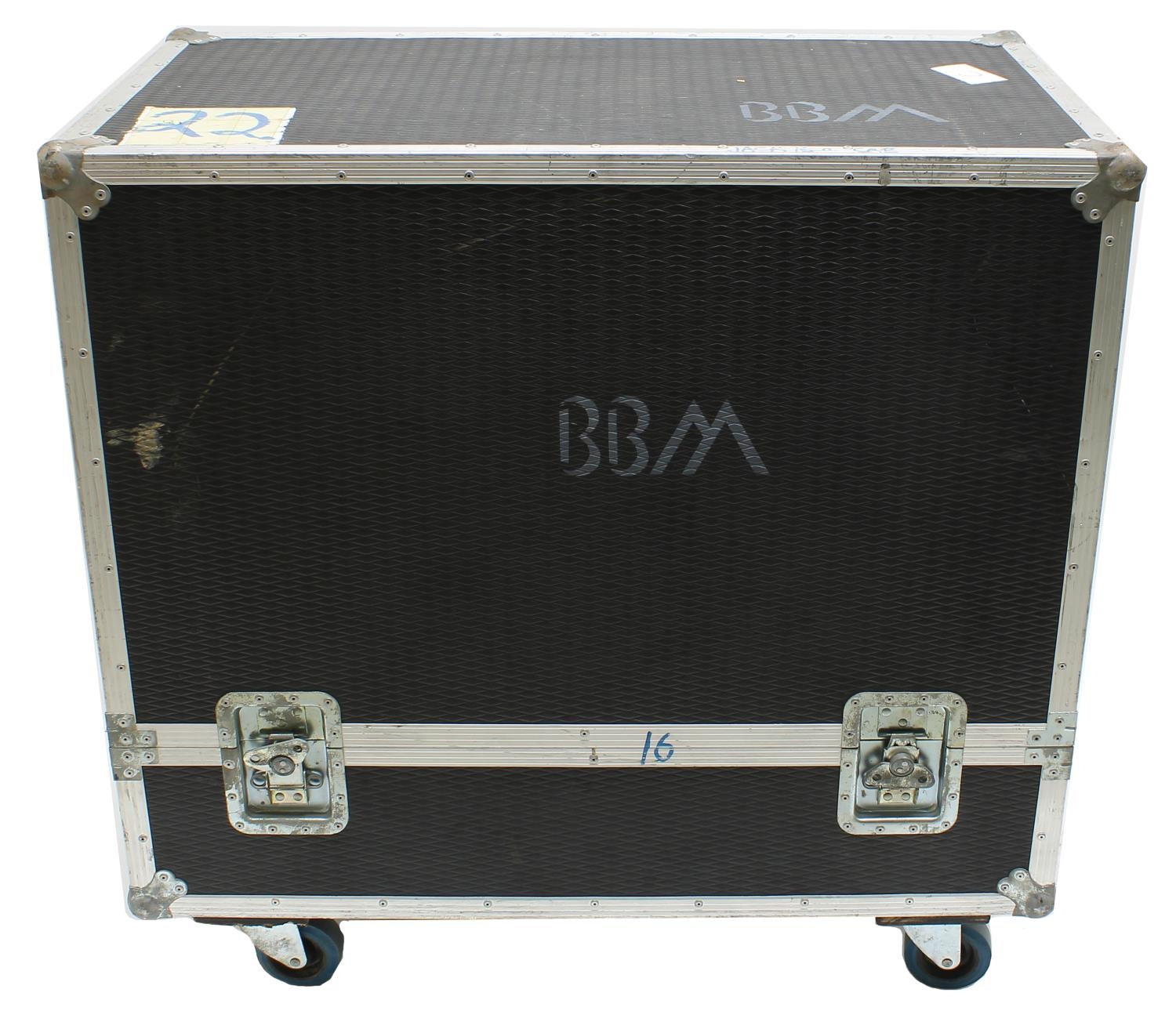 Gary Moore - large flight case on wheels bearing 'BBM' stencils and inscribed 'Jack 16 Ohm cab', 39"