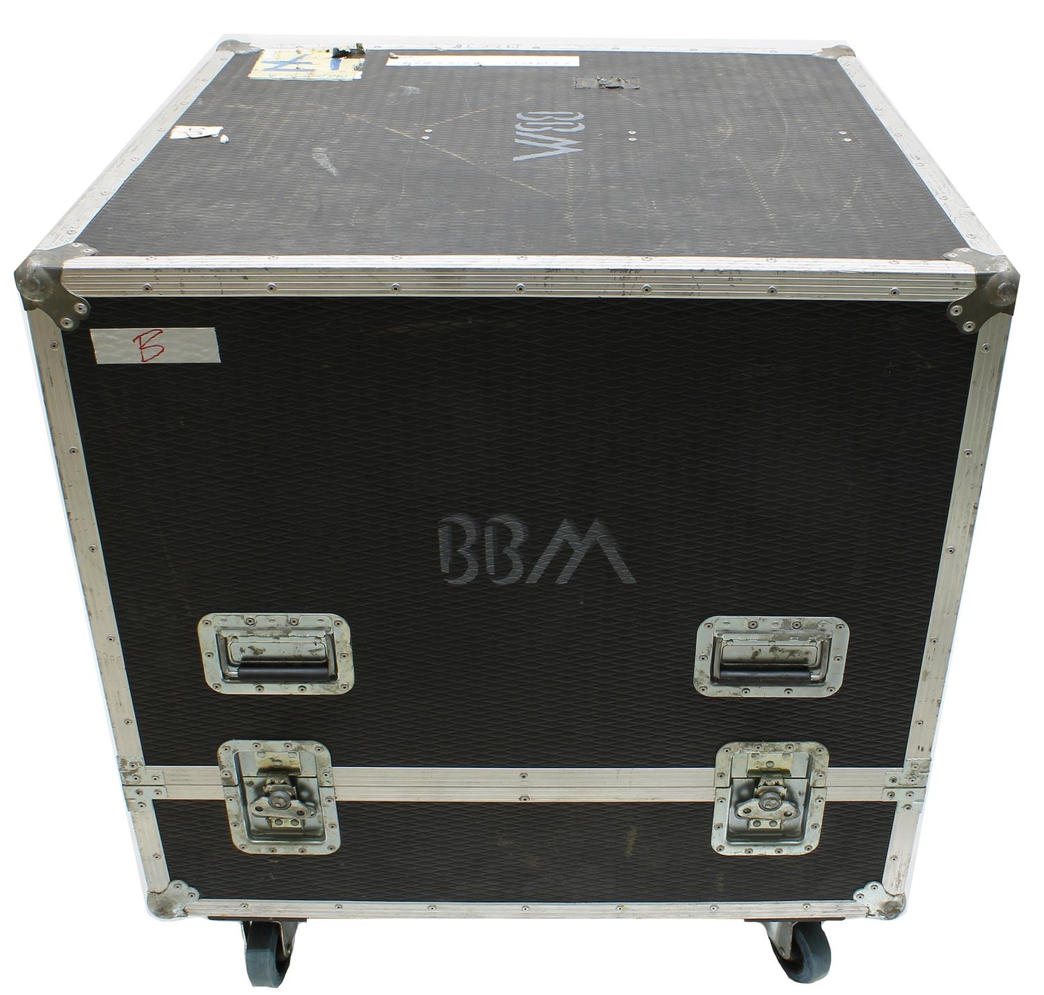 Gary Moore - large flight case on wheels bearing 'BBM' stencils, and various tape annotations, 39"