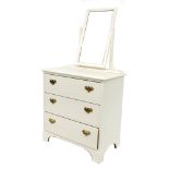 Tony Zemaitis - a handmade painted pitch pine mirror back dressing chest of three long drawers,