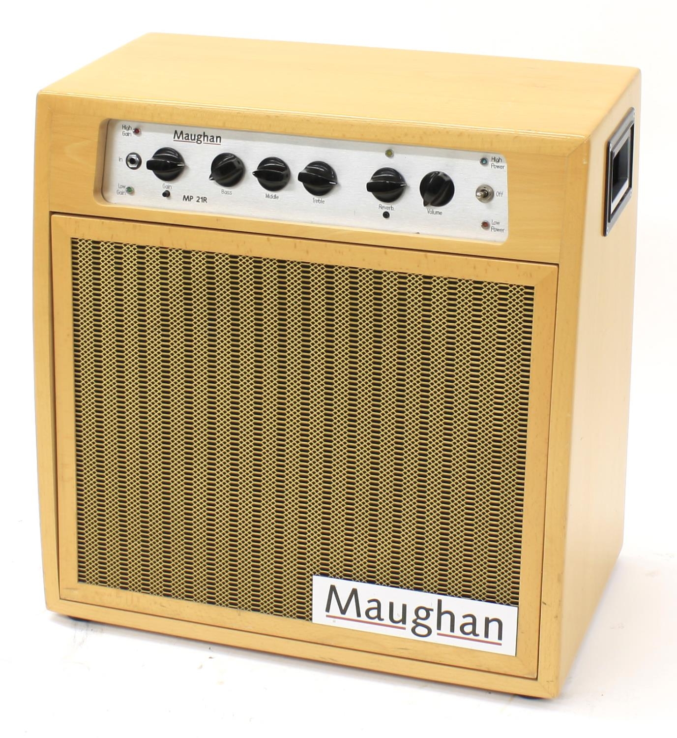 Maughan MP21R valve guitar amplifier, made in UK, with original footswitch, meter, brochure and