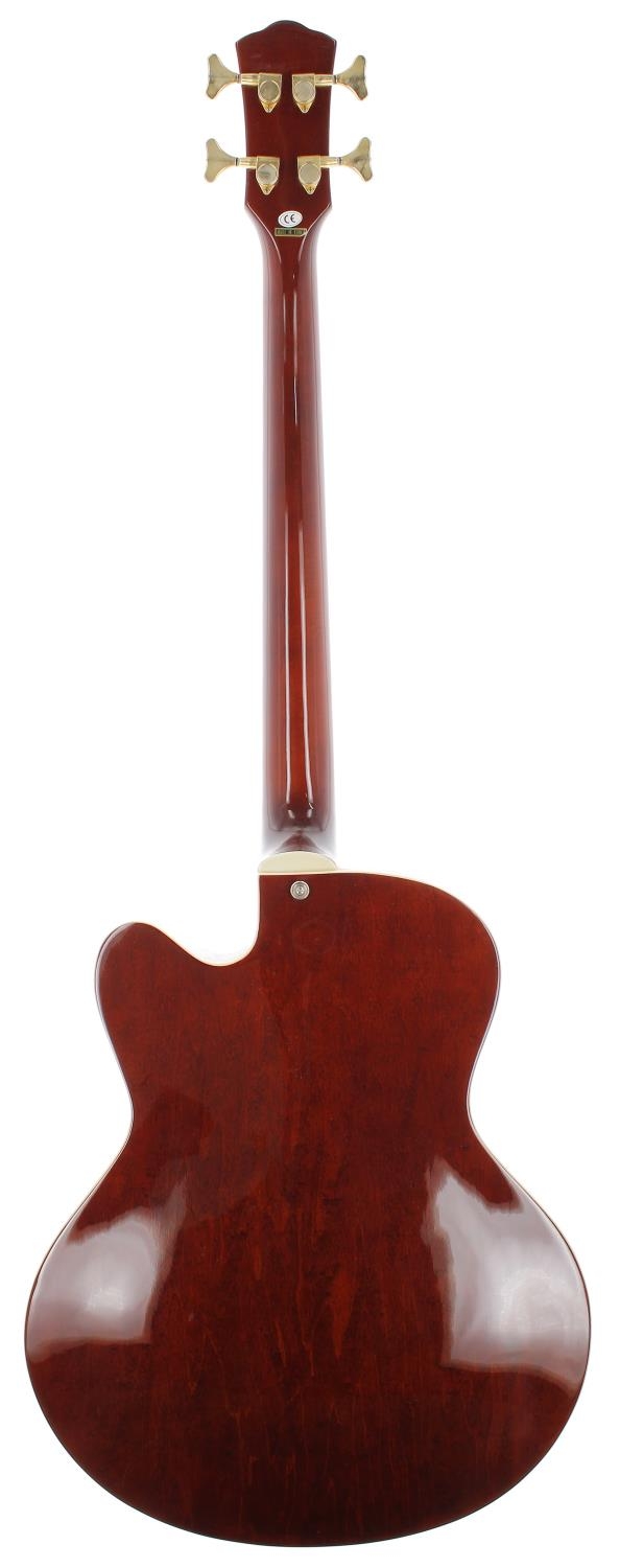 Johnson hollow body bass guitar, made in Korea; Body: amber burst finish; Neck: good; Fretboard: - Image 2 of 2