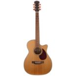 Freshman FA250GAC electro-acoustic guitar; Back and sides: mahogany, filled strap button hole to