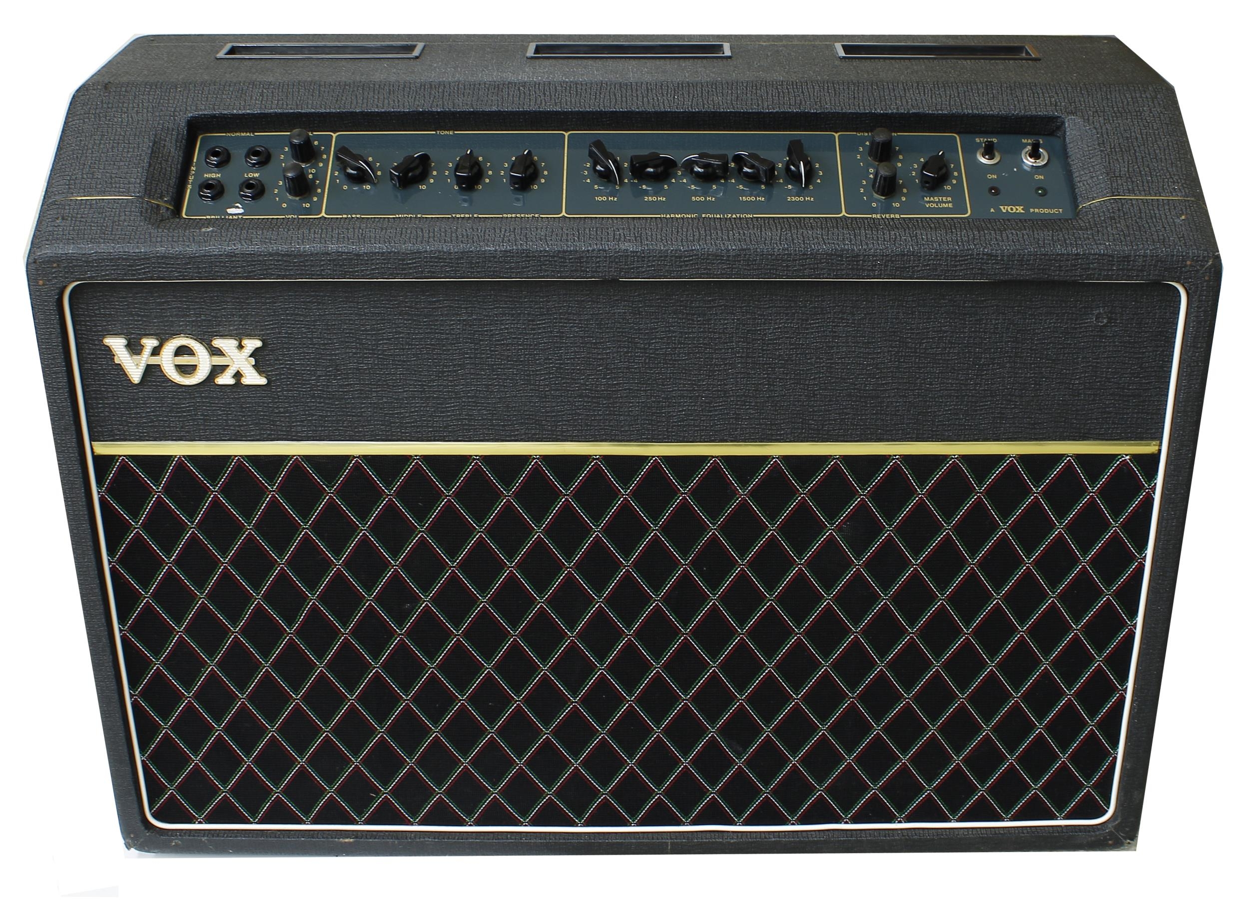 Rare 1970s Vox AC120 guitar amplifier, made in England, ser. no. 50104, with original foot switch