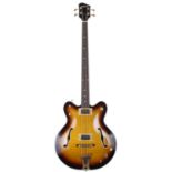 2004 Gretsch G6072 hollow body bass guitar, made in Japan, ser. no. JT04xxxxx5; Body: sunburst