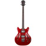 DeArmond by Guild Starfire semi-hollow body bass guitar, made in Korea; Body: cherry red finish, a