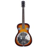 Savannah resonator guitar, made in China; Body: sunburst finish; Neck: good; Fretboard: rosewood;
