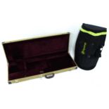 Gear 4 Music light tweed electric guitar hard case; together with a Gravity microphone stand gig bag