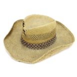 Michael Chapman - 1960s straw hat * Sold with a framed photograph of Michael Chapman wearing the hat