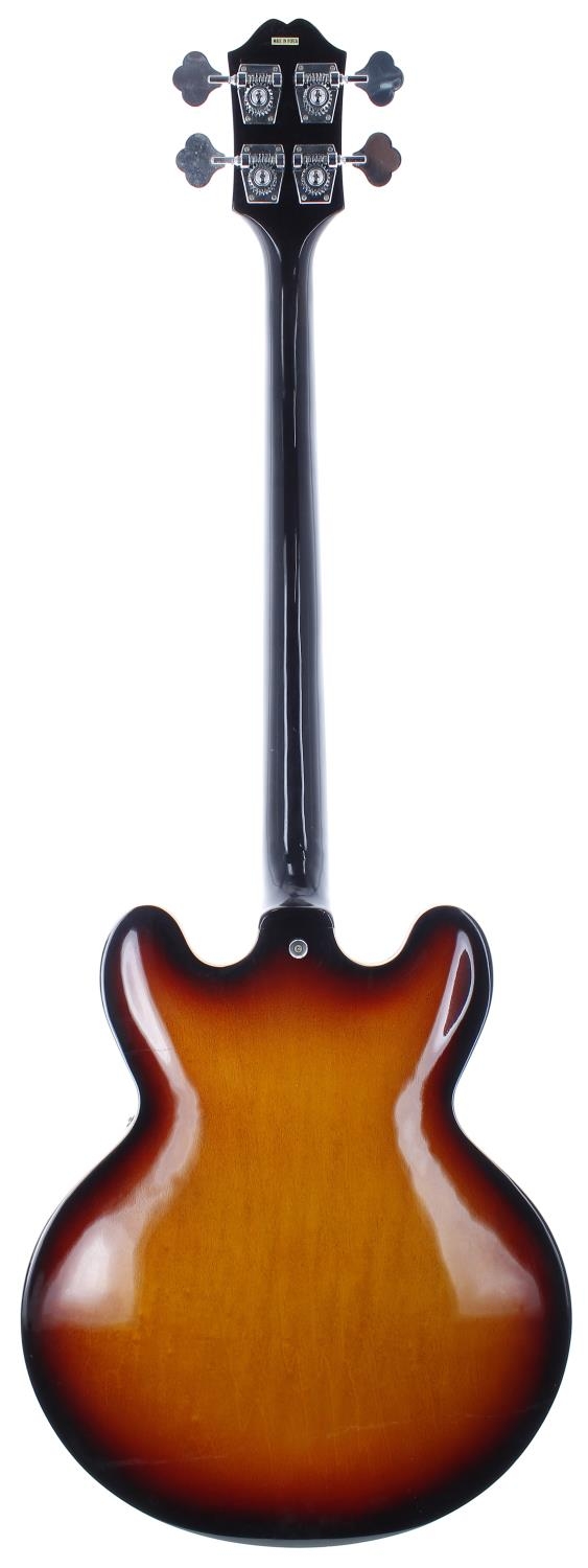 1994 Epiphone Rivoli semi-hollow body bass guitar, made in Korea; Body: vintage sunburst finish, a - Image 2 of 2