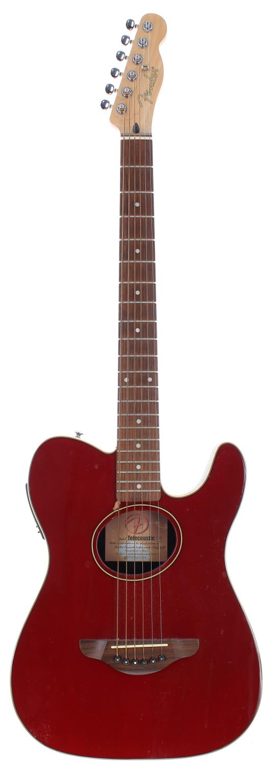 2000 Fender Telecoustic electro-acoustic guitar; Back and sides: synthetic; Top: candy apple red,