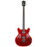 DeArmond by Guild Starfire semi-hollow body bass guitar, made in Korea; Body: cherry red finish,