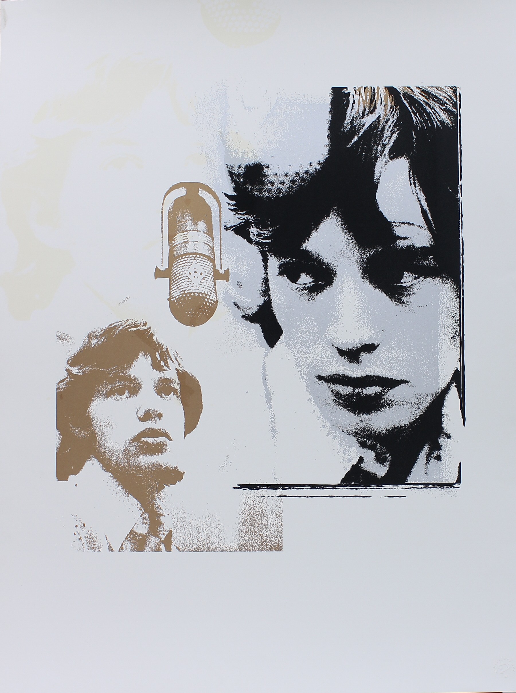 Mick Jagger - Ink Icon Mick Jagger 'solo in recording studio' silkscreen print, test double image in - Image 2 of 5