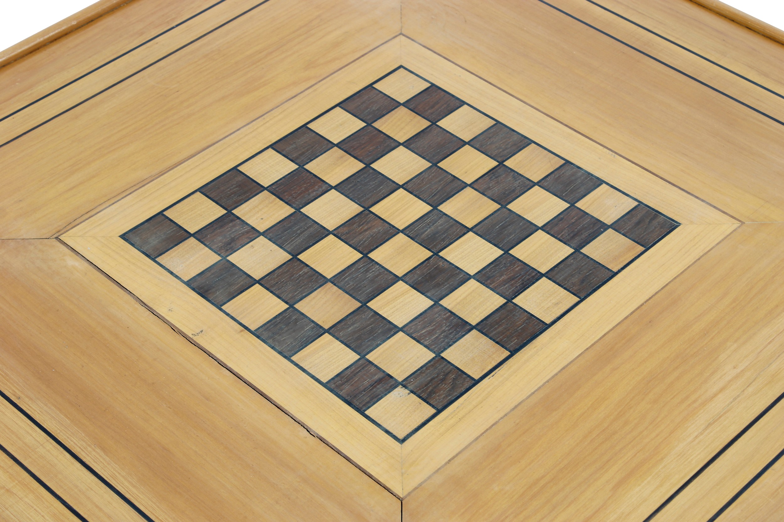 Tony Zemaitis - an octagonal two tier pine coffee table with chess board centre, 33.5" wide, 15" - Image 3 of 3