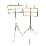 Two early 20th century folding brass music stands (2)