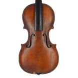 Interesting early 19th century German violin, double purfled, the one piece back of faint medium