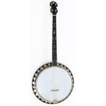 Vega Whyte Laydie style banjo, with faux tortoiseshell and inlaid segmented maple resonator, 11"