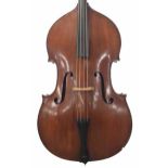 Good French double bass of the Derazey School circa 1875, with flat back, violin corners, original