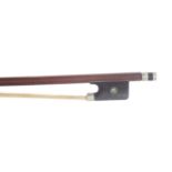 German nickel mounted violin bow stamped Nach L. Bausch, 55gm (without lapping)