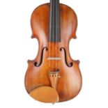 Interesting violin circa 1900 labelled Antonius Stradivarius..., the two piece back of broad curl