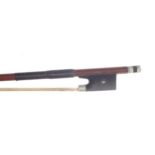 German nickel mounted violin bow stamped Penzel, 63gm