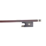 French nickel mounted violin bow of the Pajeot workshop, stamped Pajeot, the stick round, the
