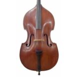 German double bass circa 1890, back length 44", stop length 23.5", vibrating string length 41.25"