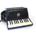 Hohner Bravo II 48 piano accordion, blue marble finish, soft case