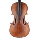 Violin labelled Franciscus Maria Pupunatus...Anuo 1843, the two piece back of faint medium curl with