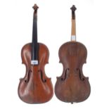 Interesting early violin in need of restoration, labelled Antonio Syph & Hieronymus FR. &