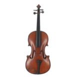 Good late 19th century French violin in need of restoration, 14 1/8", 35.90cm
