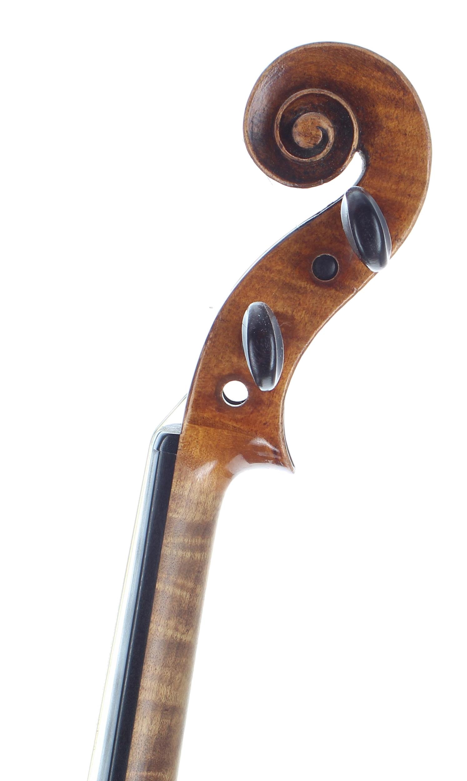Interesting 19th century three-quarter size violin, unlabelled, 13 1/2", 34.30cm - Image 3 of 3
