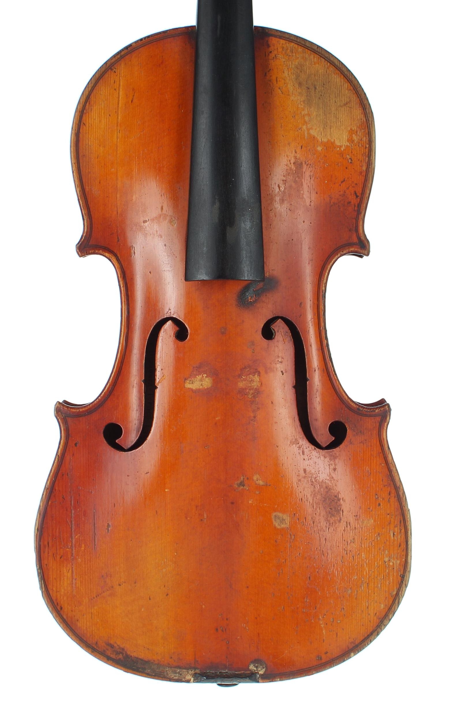 Late 19th century violin stamped L. Gaillard to the inner back and labelled Jean Baptiste