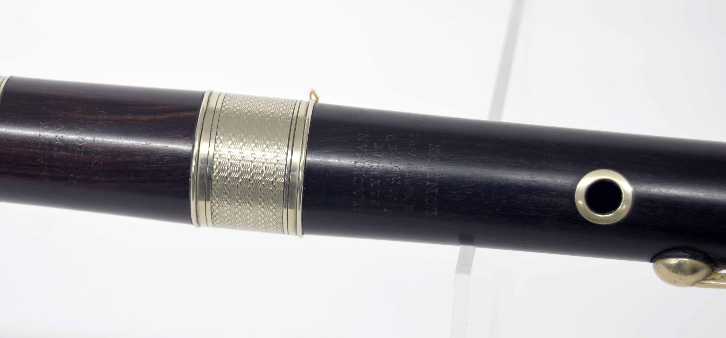 Fine rosewood flute by and stamped Blackman, Patent Improved, 2 Blackfriars Rd, London, with eight - Image 3 of 4