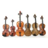 Contemporary Korean viola labelled Shimro..., 16 3/16", 38.60cm; also two old full size violins, two