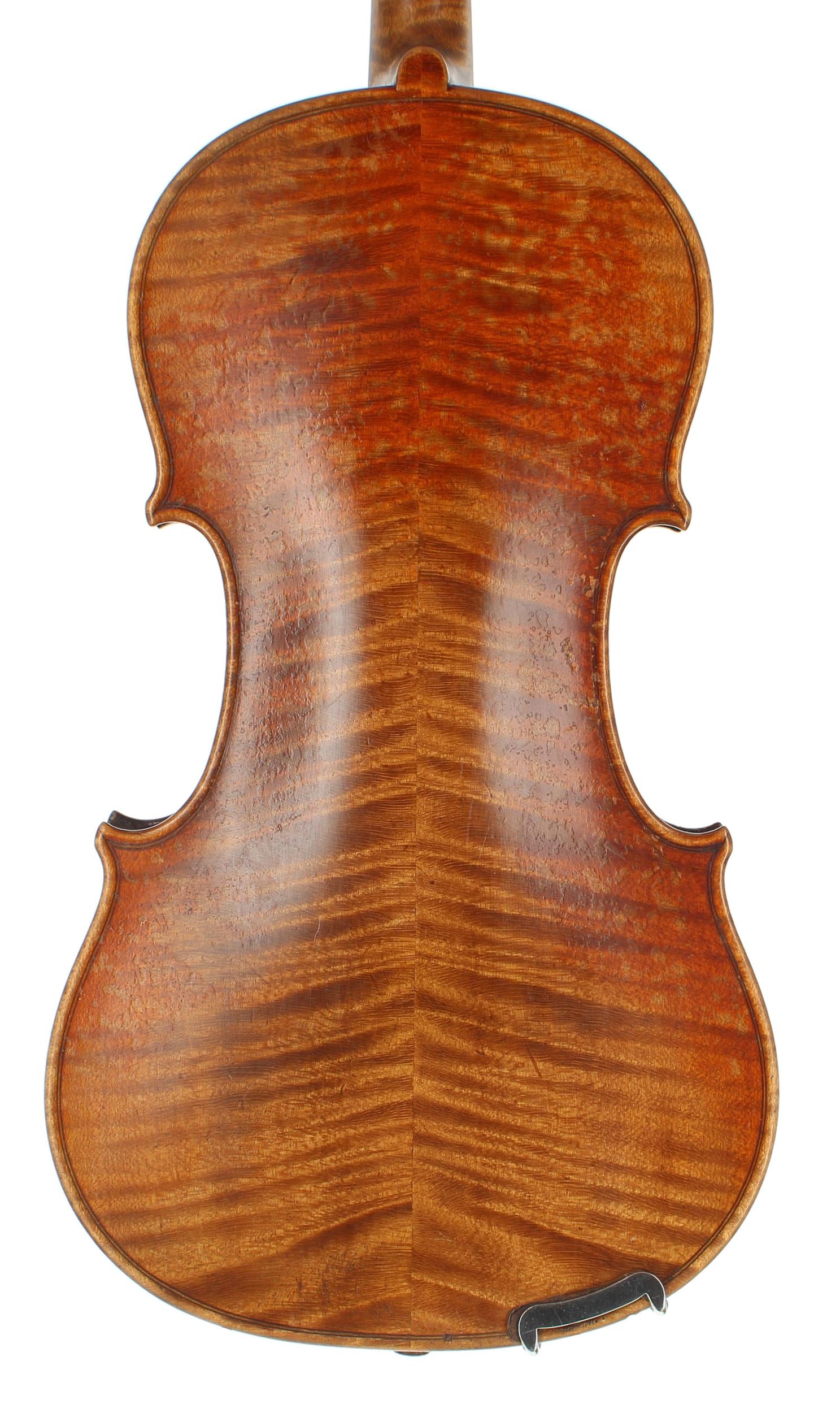 Late 19th century violin labelled Antonius Stradiuarius..., the two piece back of medium curl with - Image 2 of 3