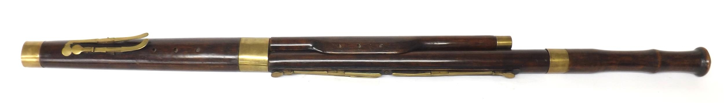 Interesting and rare mid 19th century French pearwood bassoon, by and stamped Proff á Tours, with - Image 2 of 5