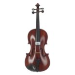 French three-quarter size violin labelled J.T.L. Geronimo Barnabetti, Paris, 13", 33cm, case