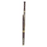 Interesting and rare mid 19th century French pearwood bassoon, by and stamped Proff á Tours, with