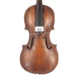 Interesting late 18th/early 19th century unpurfled half size violin in need of restoration,