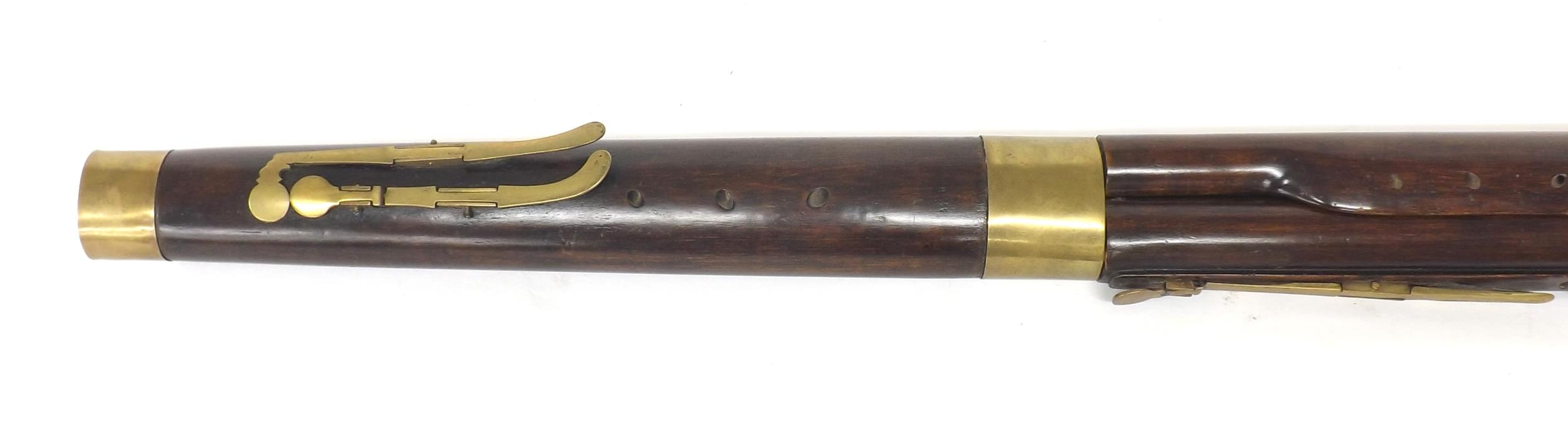 Interesting and rare mid 19th century French pearwood bassoon, by and stamped Proff á Tours, with - Image 3 of 5