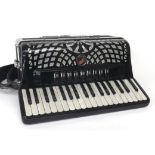 Fantini Professional Model piano accordion with ninety-six buttons and nine switches, black