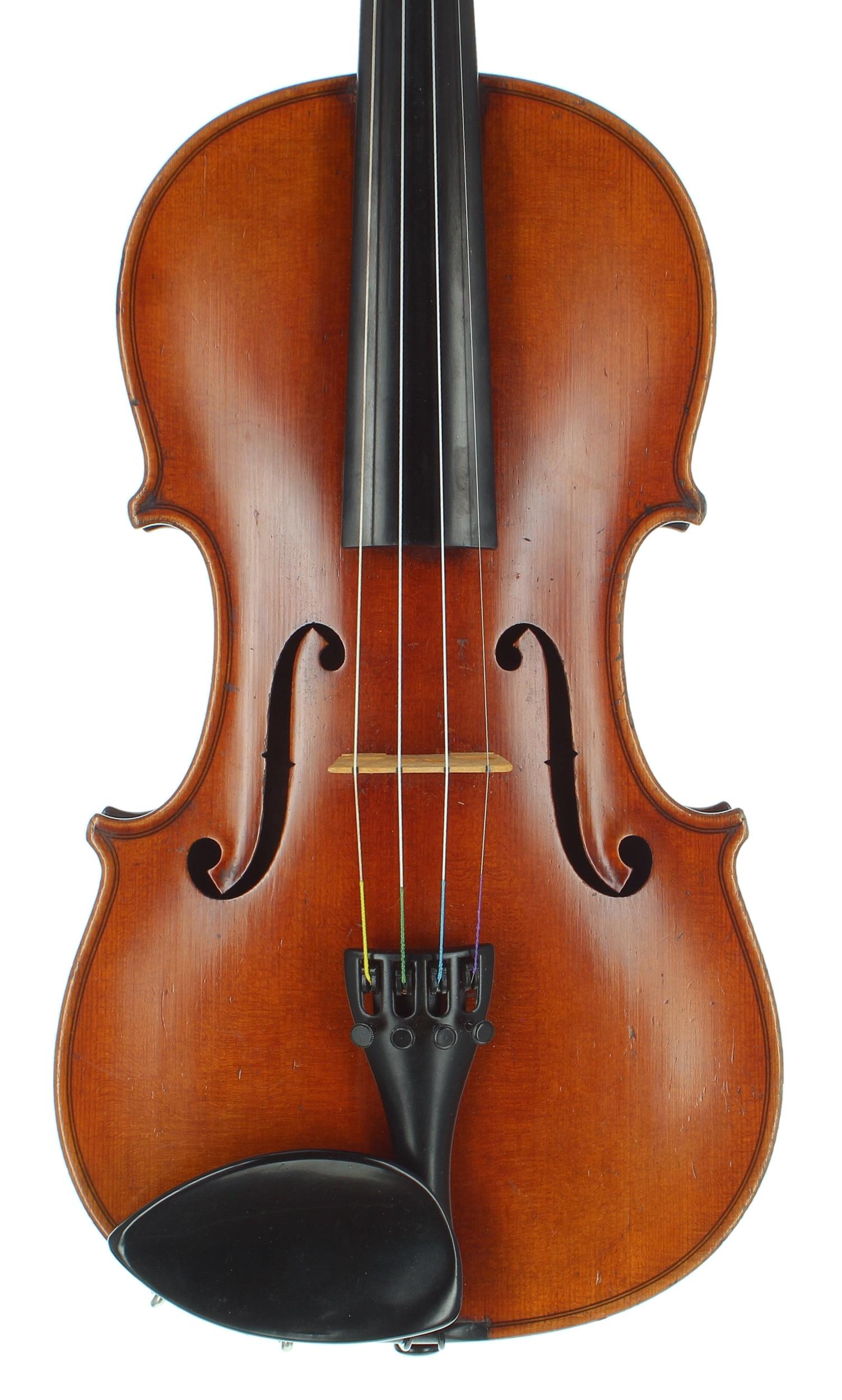 Good violin inscribed in pencil to the inner back Joseph Guarnerius copy... G. Wilhem, London, 1885,