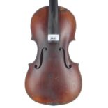 Mid 19th century German violin, unlabelled, 14", 35.60cm