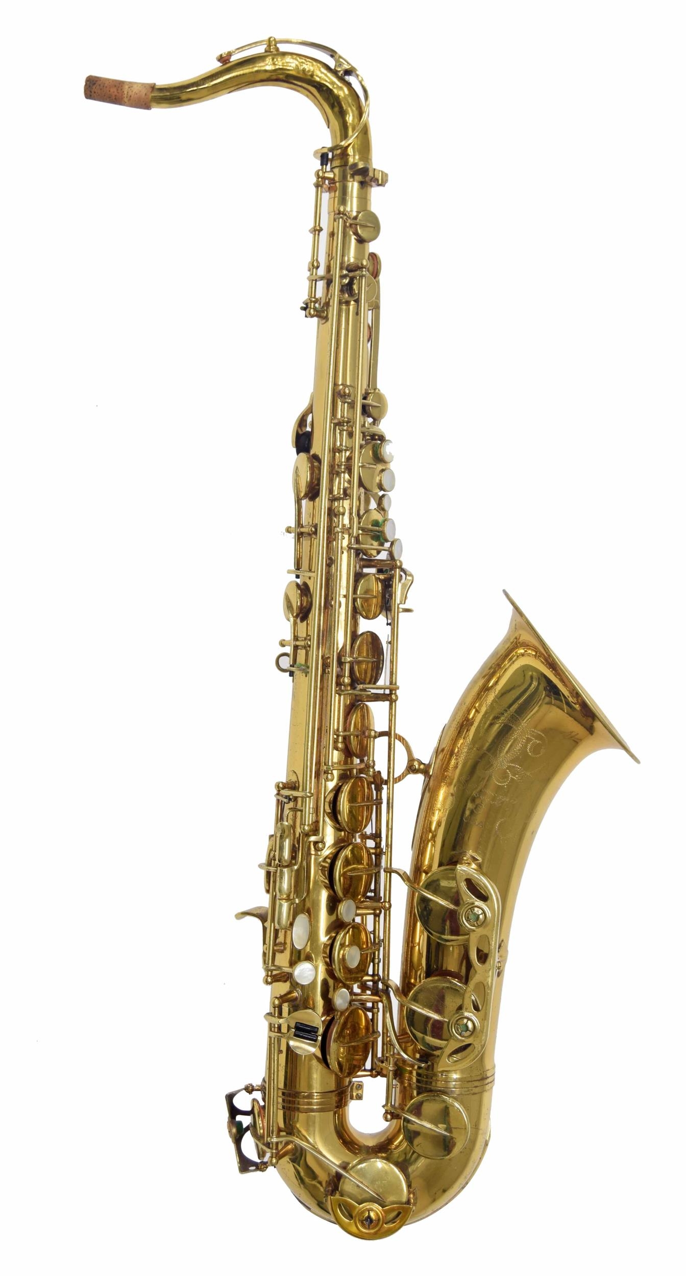 Selmer U.S.A. gold lacquered tenor saxophone, ser. no. 823038, with crook and within a semi-rigid