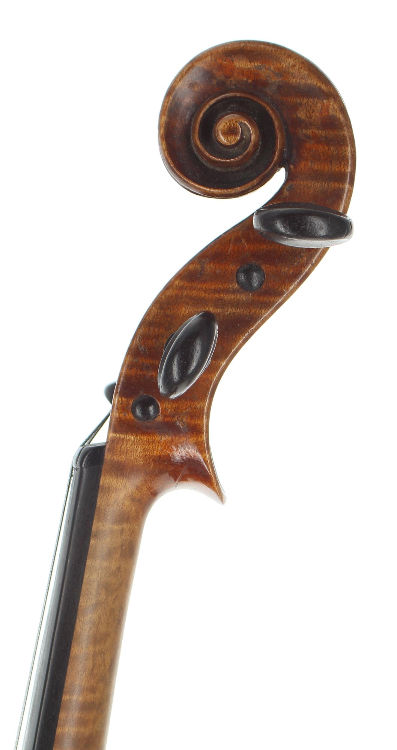 Late 19th century violin labelled Antonius Stradiuarius..., the two piece back of medium curl with - Image 3 of 3