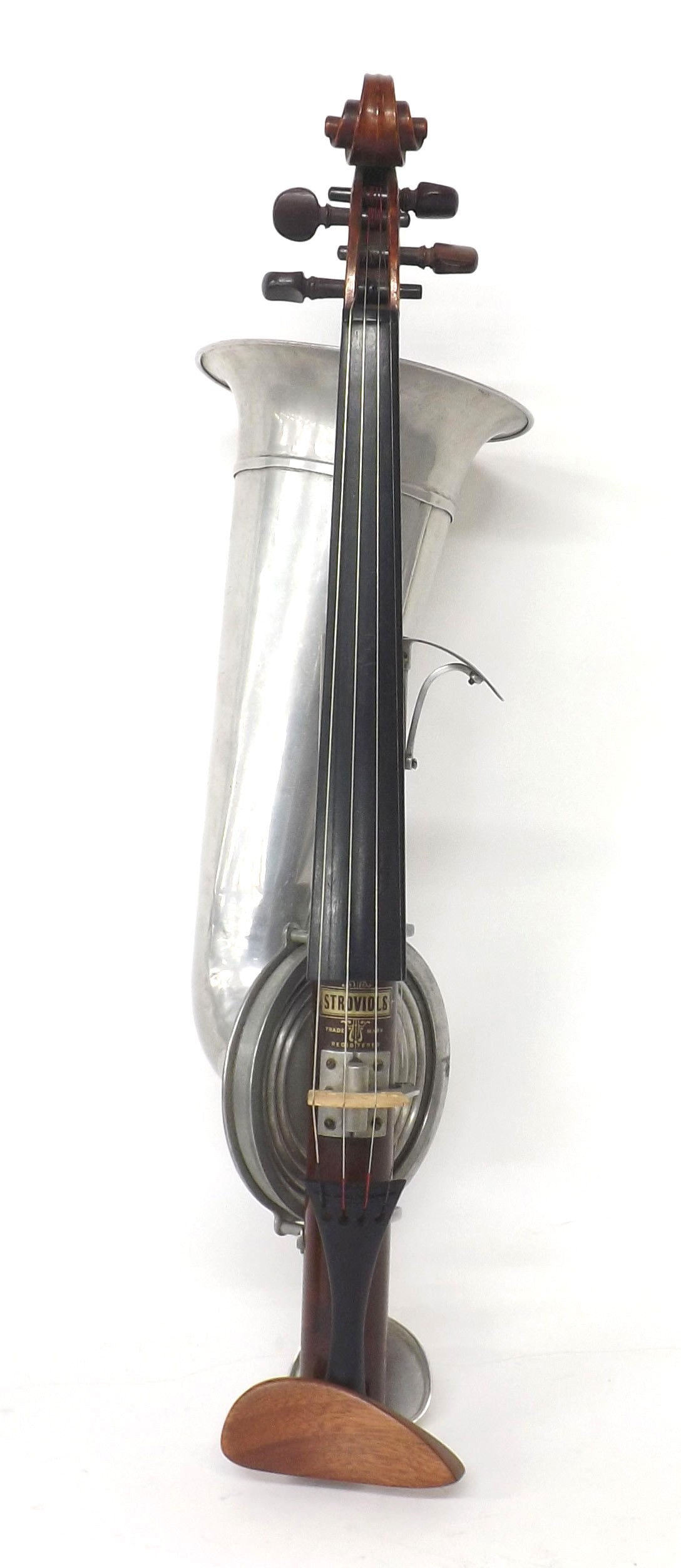 Good Stroviols four string violin with aluminium horn, original case